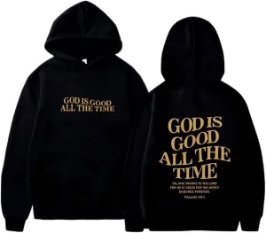 Women's Christian God Is Good All The Time Oversized Hoodies Cute Graphic Jesus Letter Pullover Sweatshirts Faith Y2K
