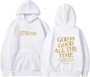Women's Christian God Is Good All The Time Oversized Hoodies Cute Graphic Jesus Letter Pullover Sweatshirts Faith Y2K