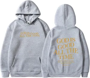 Women's Christian God Is Good All The Time Oversized Hoodies Cute Graphic Jesus Letter Pullover Sweatshirts Faith Y2K