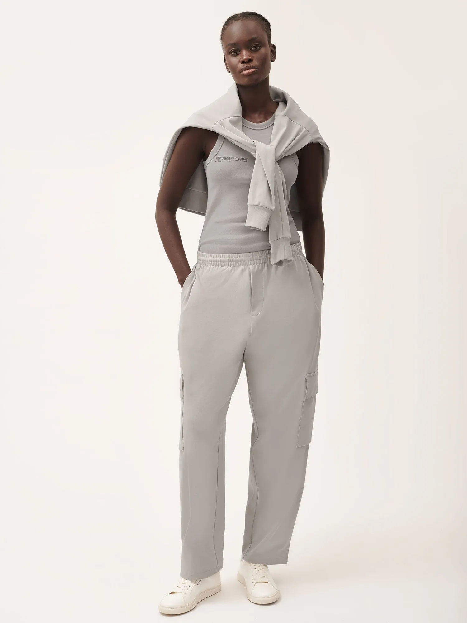 Womens Double Jersey Cargo Track Pantsstone