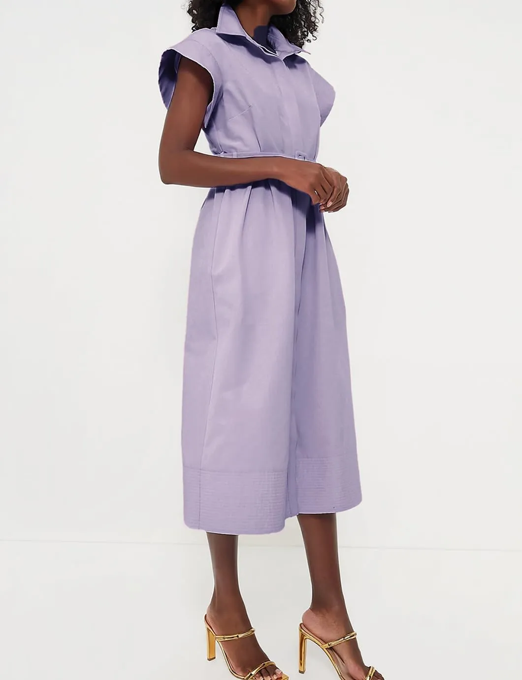 Women's Elegant Midi Shirt Dress Button Down Collared Trench Coat Business Dresses with Belt