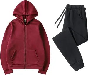 Women's Fashion Outfits Long Sleeve Crewneck Color Block Outfit Sweatshirt and Wide Leg Sweatpant Sweatsuits