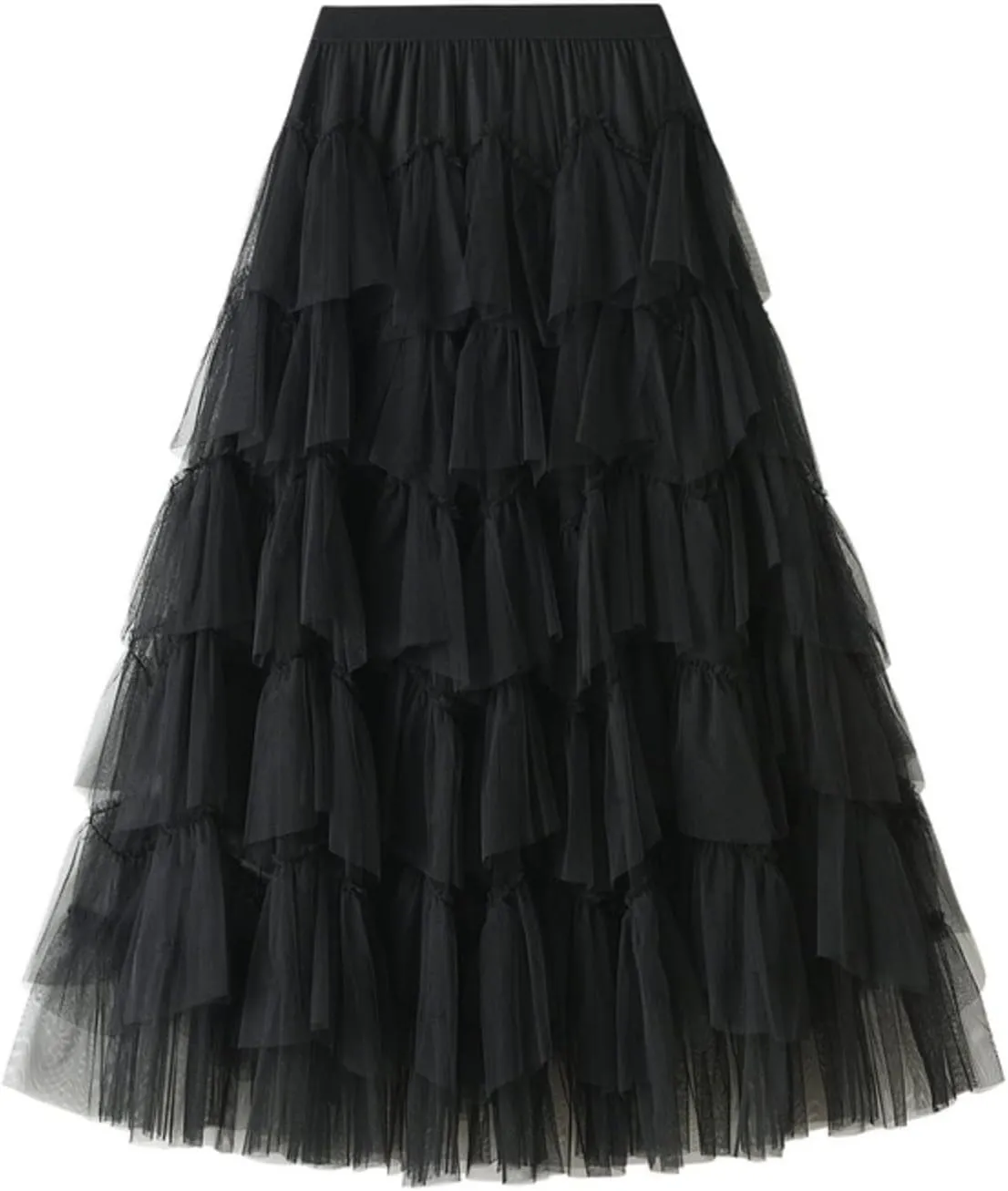 Women's Floral Midi Skirt Layered Heavy Industry Cake Skirts Vintage Irregular Beach Thin Skirt Pleated Cheer