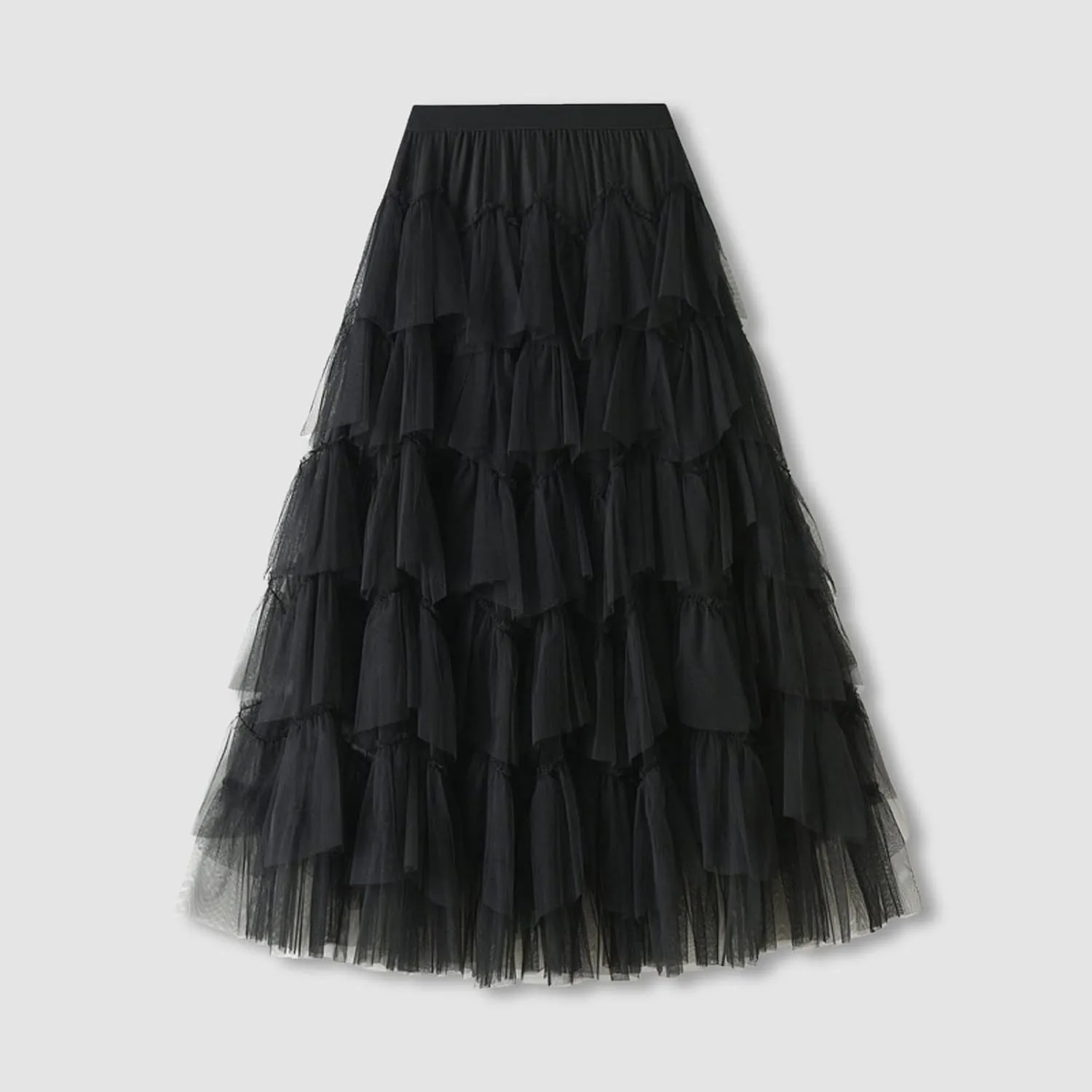 Women's Floral Midi Skirt Layered Heavy Industry Cake Skirts Vintage Irregular Beach Thin Skirt Pleated Cheer