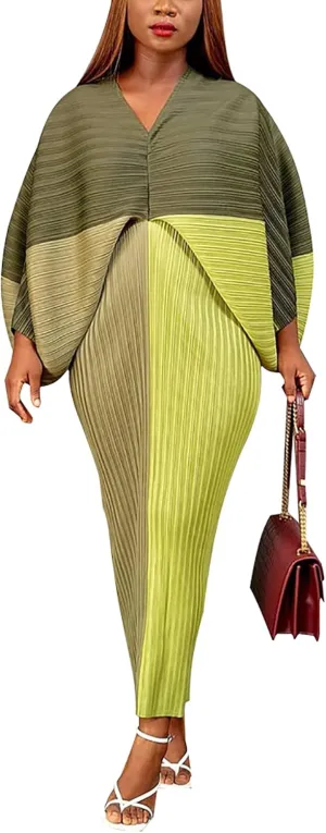 Women's Floral Print Pleated Long Dress Elegant Stretchy Flowy Ruched Midi Dress for Party Club