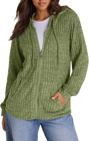 Womens Full Zip Hoodie Y2K Fuzzy Lightweight Oversized Sweatshirt Drawstring Open Cardigan Jacket Fall Winter Outfits