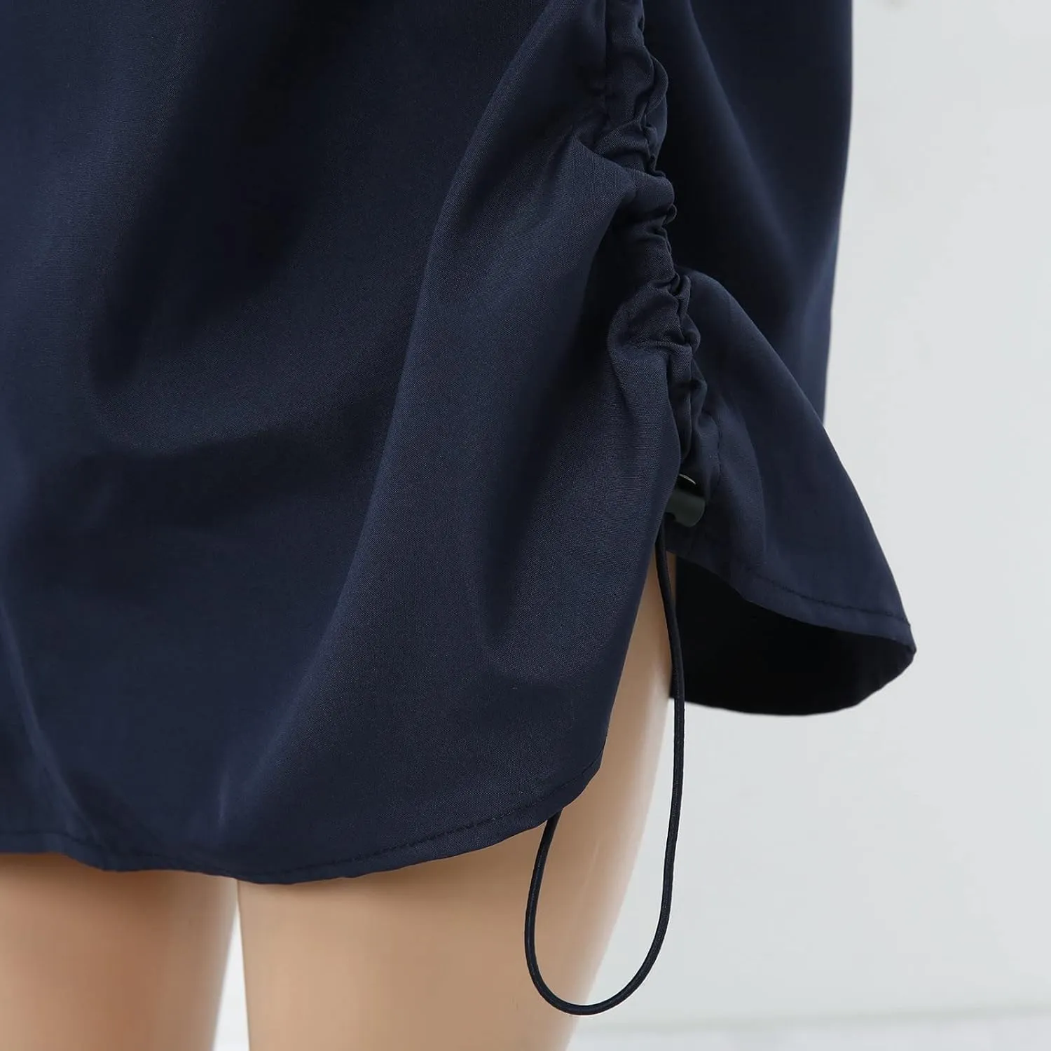 Womens High Waist Skirt Women's Loose Casual Quick Drying Pleated Drawcord Work Suit Split Skirt Midi Skirt