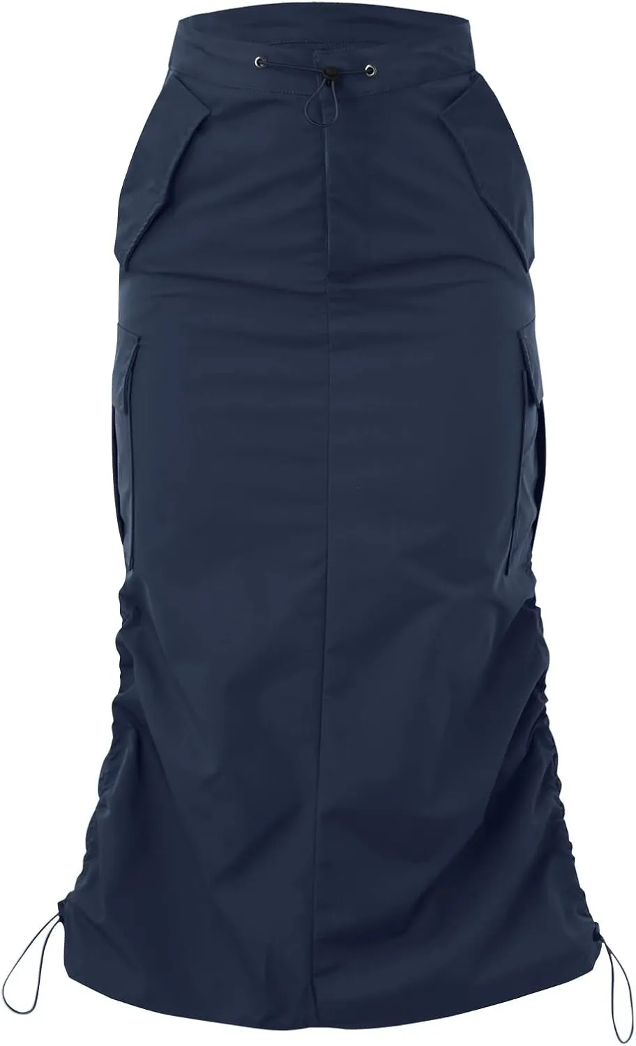 Womens High Waist Skirt Women's Loose Casual Quick Drying Pleated Drawcord Work Suit Split Skirt Midi Skirt
