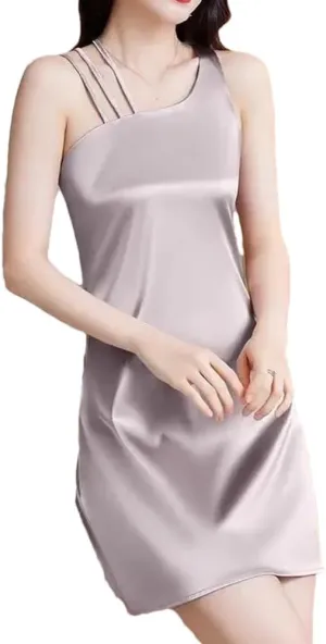 Women's Irregular Silk Satin Dress Summer Sleeveless Casual Beach Party Bodycon Dresses