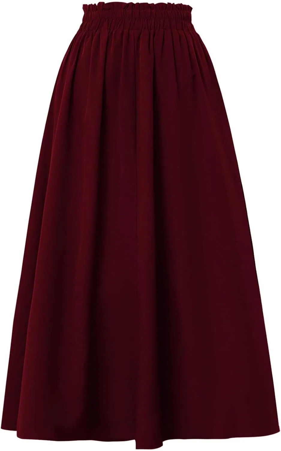 Womens Maxi Skirt Summer Trendy Elastic High Waisted Boho Casual Beach Flowy Swing Long Skirts with Pockets