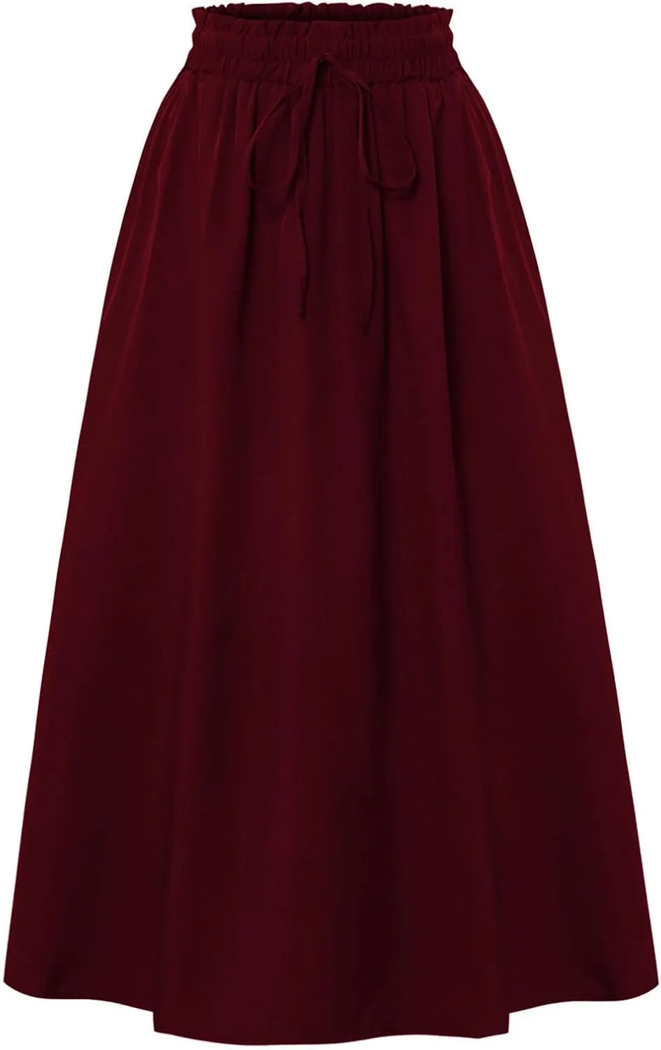 Womens Maxi Skirt Summer Trendy Elastic High Waisted Boho Casual Beach Flowy Swing Long Skirts with Pockets