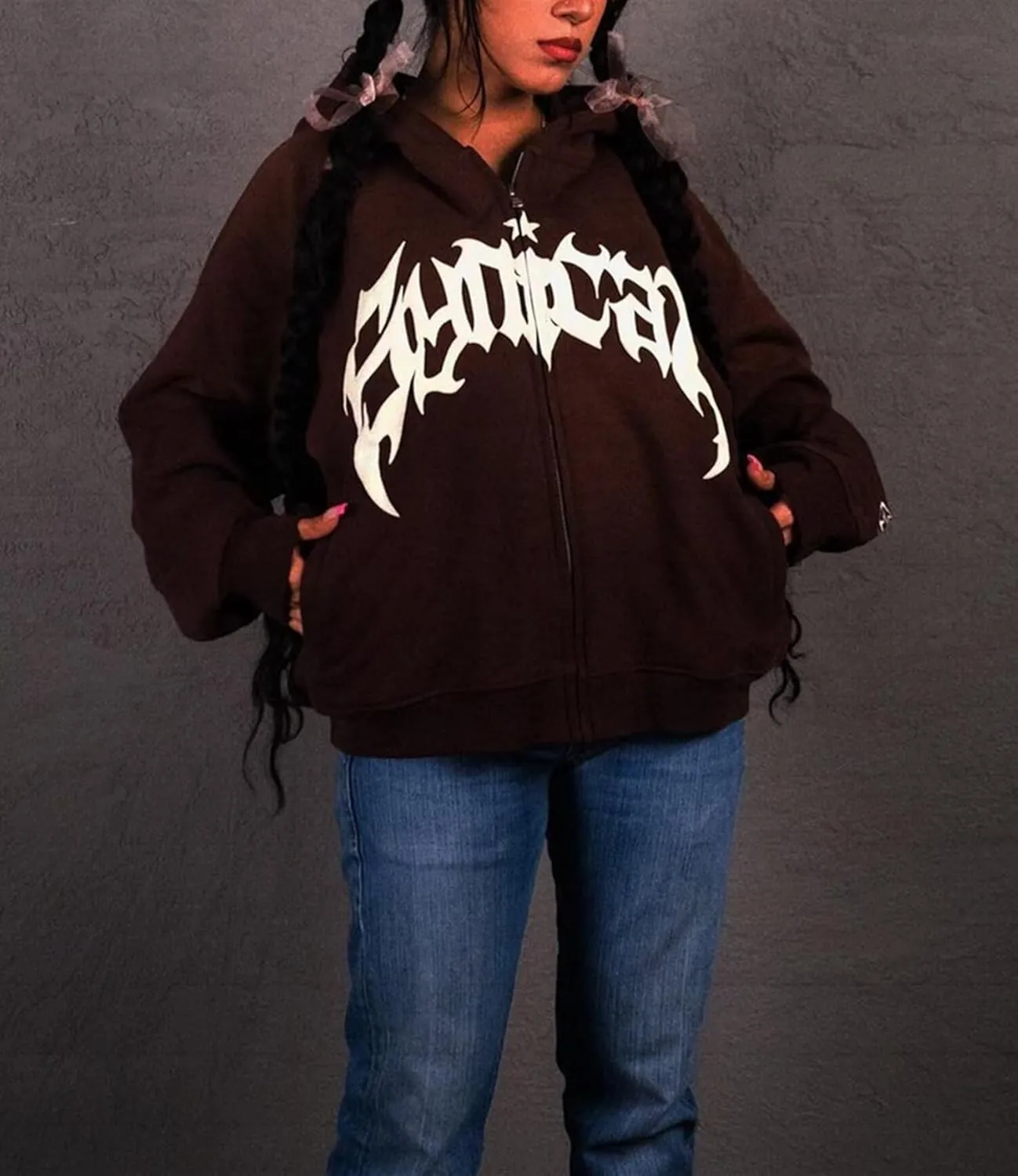 Womens Men Zip Up Hoodies Fashion Y2K Fleece Sweatshirts Pullover Harajuku Graphic Oversized Aesthetic Hoodie Jacket