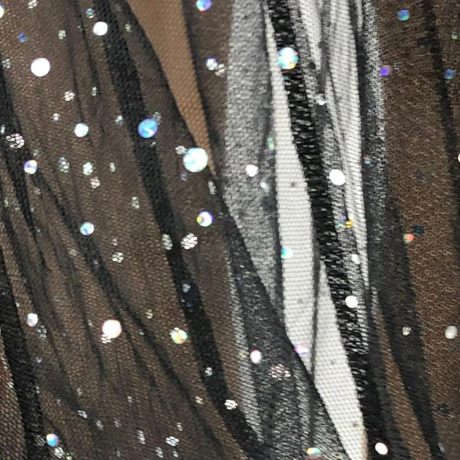 Women's Mesh Sheer Tulle Maxi Skirt Cover Ups, 2 in 1 Sparkle Sequin High Waisted See Through Party Dance Outfits