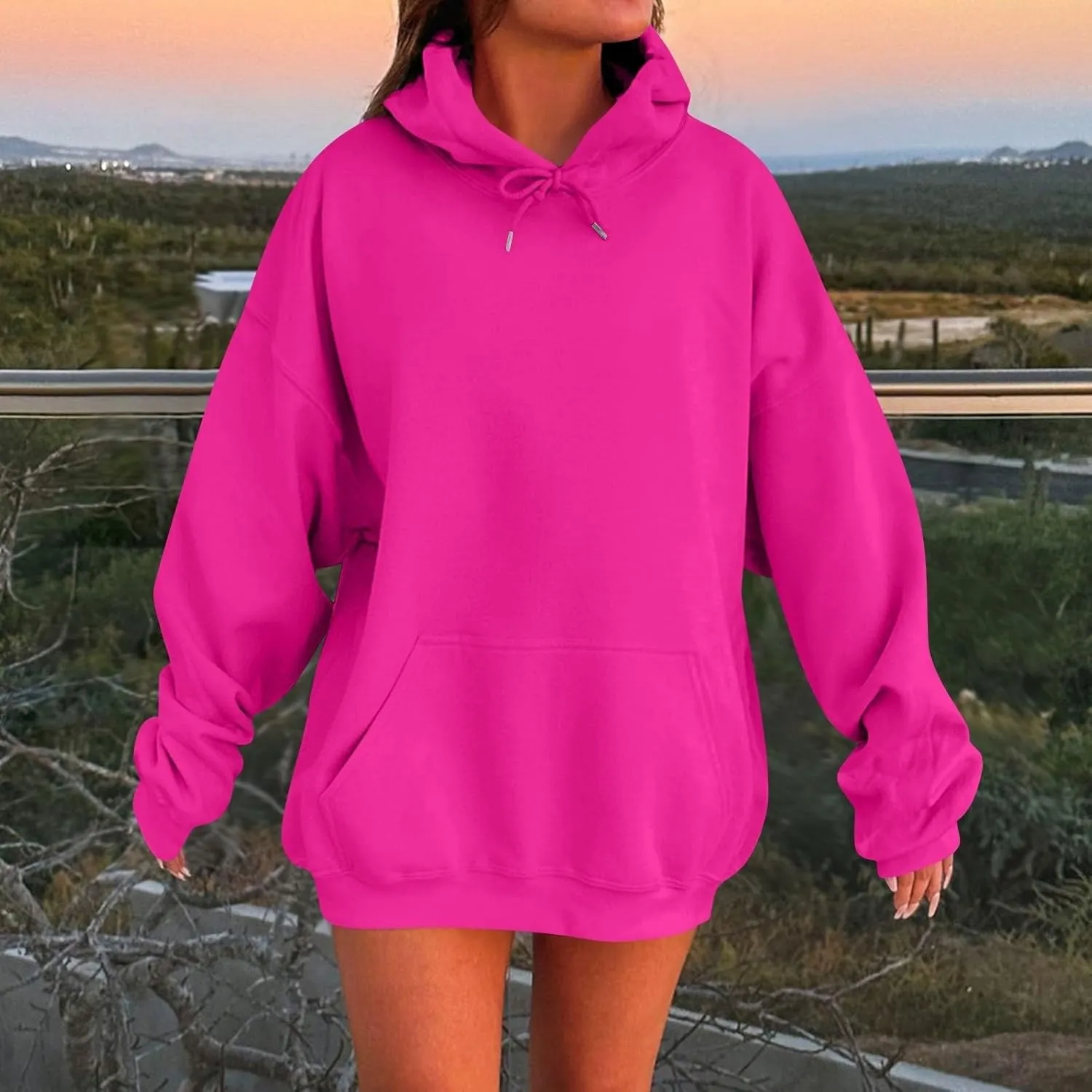 Womens Oversized Hoodie Fall Fashion 2024 Y2k Hoodie Casual Loose Solid Long Sleeve Hooded Sweatshirt with Pockets