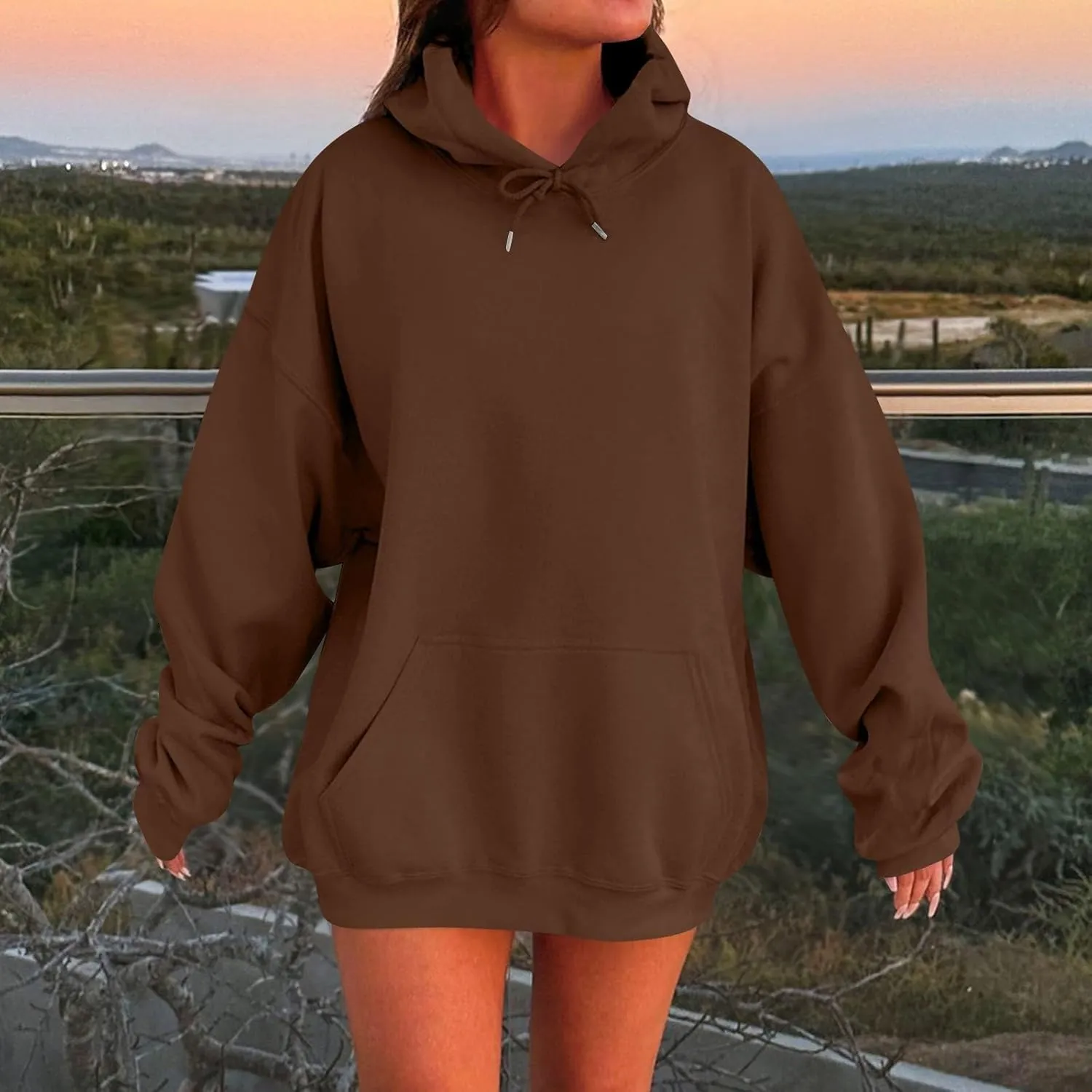 Womens Oversized Hoodie Fall Fashion 2024 Y2k Hoodie Casual Loose Solid Long Sleeve Hooded Sweatshirt with Pockets