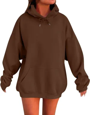 Womens Oversized Hoodie Fall Fashion 2024 Y2k Hoodie Casual Loose Solid Long Sleeve Hooded Sweatshirt with Pockets