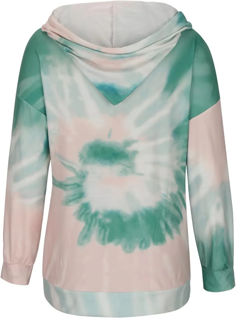 Womens Oversized Hoodies Plus Size Tie Dye Long Sleeve Hooded Pullover Tops Dressy Casual Fall y2k Hoodie Sweatshirt