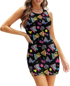 Women's Sleevelee Tank Dress Midi Summer Casual Scoop Neck Tshirt Sundresses