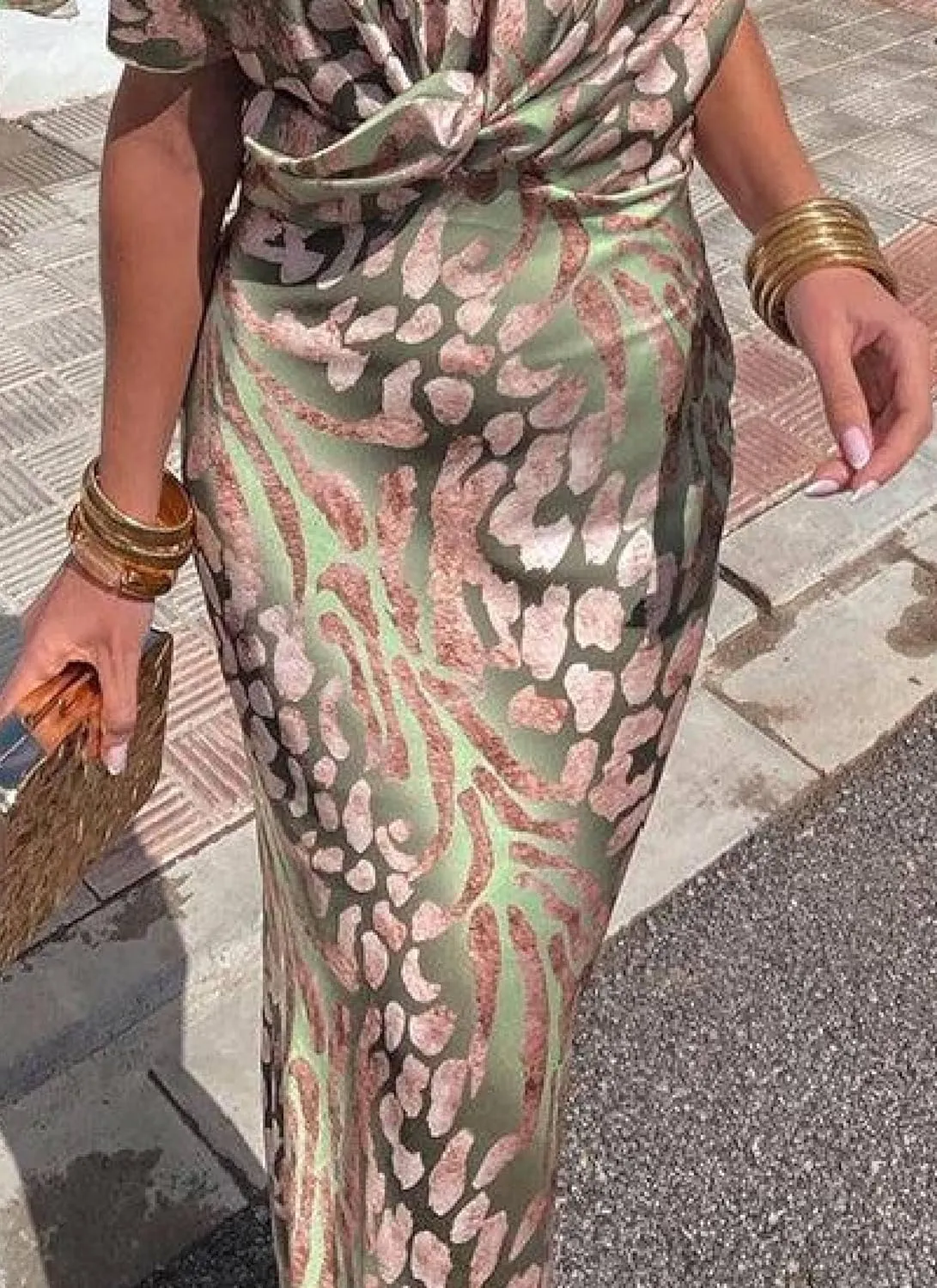 Women's Summer 2025 Maxi Dress Special Green Short Sleeve Bodycon Skirt Elegant Sexy Cocktial Party Dress