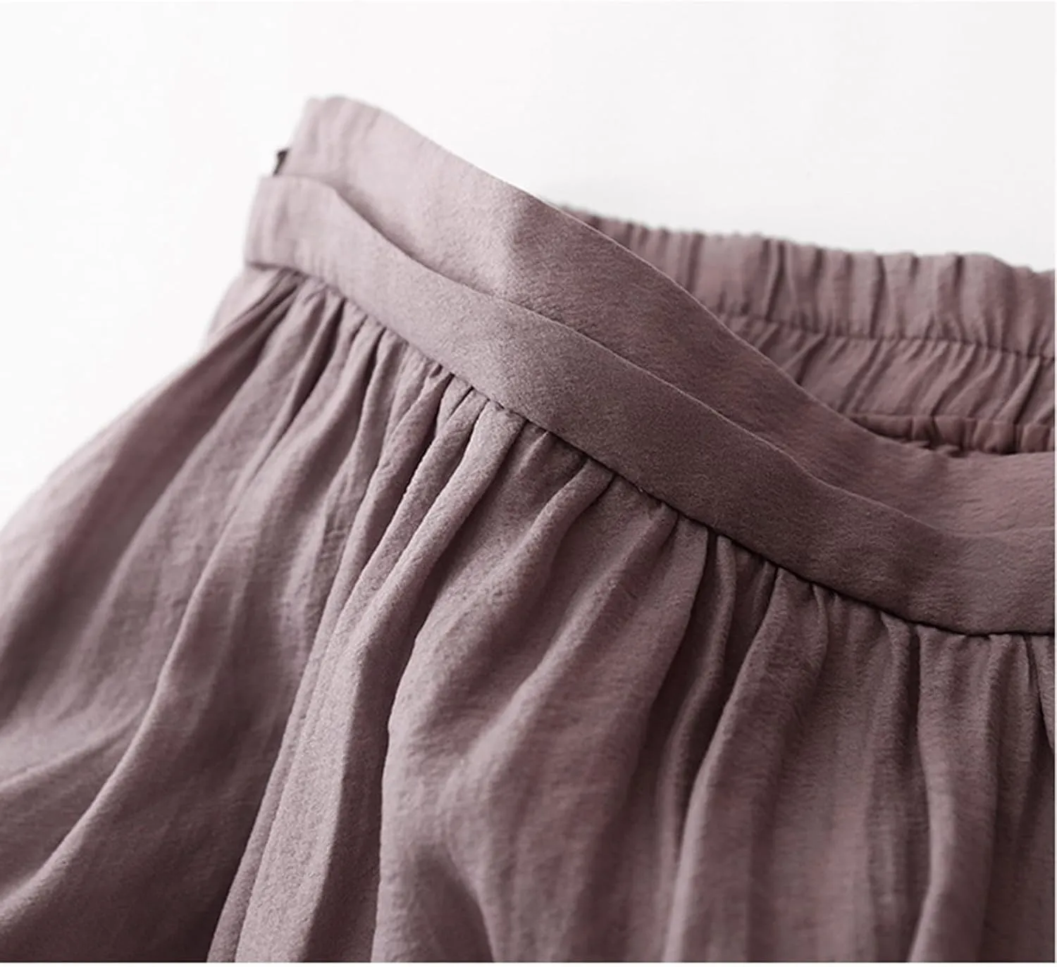 Women's Summer Cotton Linen Casual Midi Skirt, Solid Color Pleated Comfy Breathable Trendy Skirts Vacation Clothes