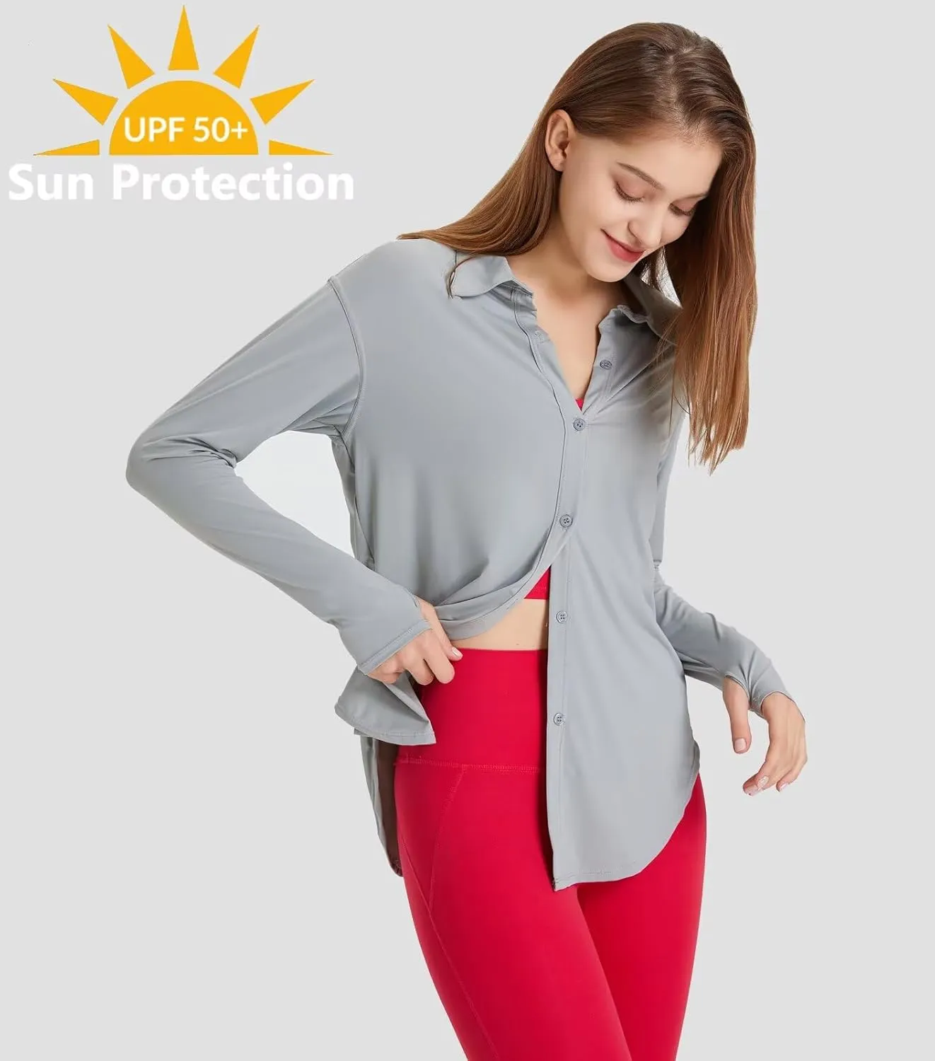 Women's Sun Protection Shirts Long Sleeve UPF 50  Sun Shirt Quick Dry Button Down Full Cover Up for Summer Hiking Outdoor