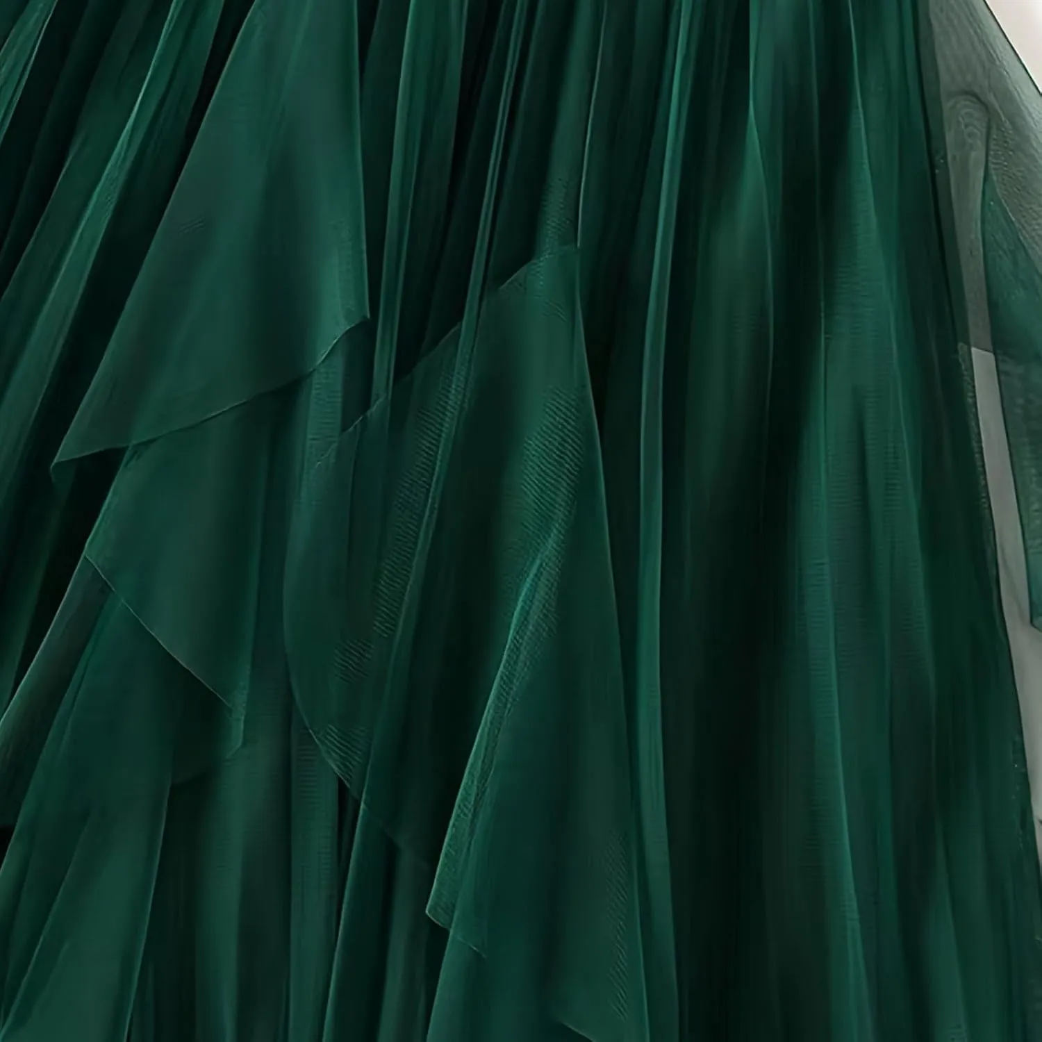 Women's Tulle Skirt High Low Asymmetrical A-Line Fairy Elastic High Waist Mesh Layered Pleated Long Midi Skirts