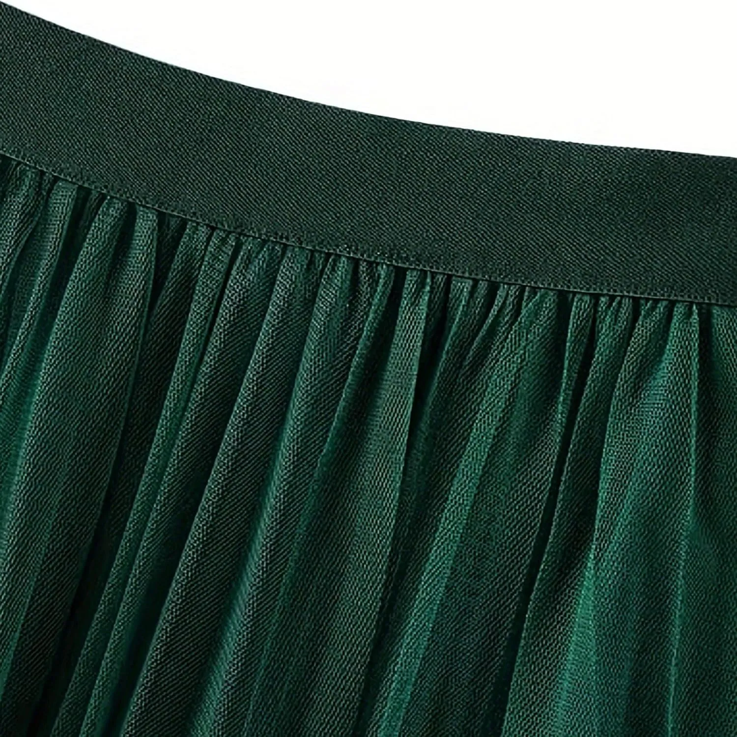 Women's Tulle Skirt High Low Asymmetrical A-Line Fairy Elastic High Waist Mesh Layered Pleated Long Midi Skirts
