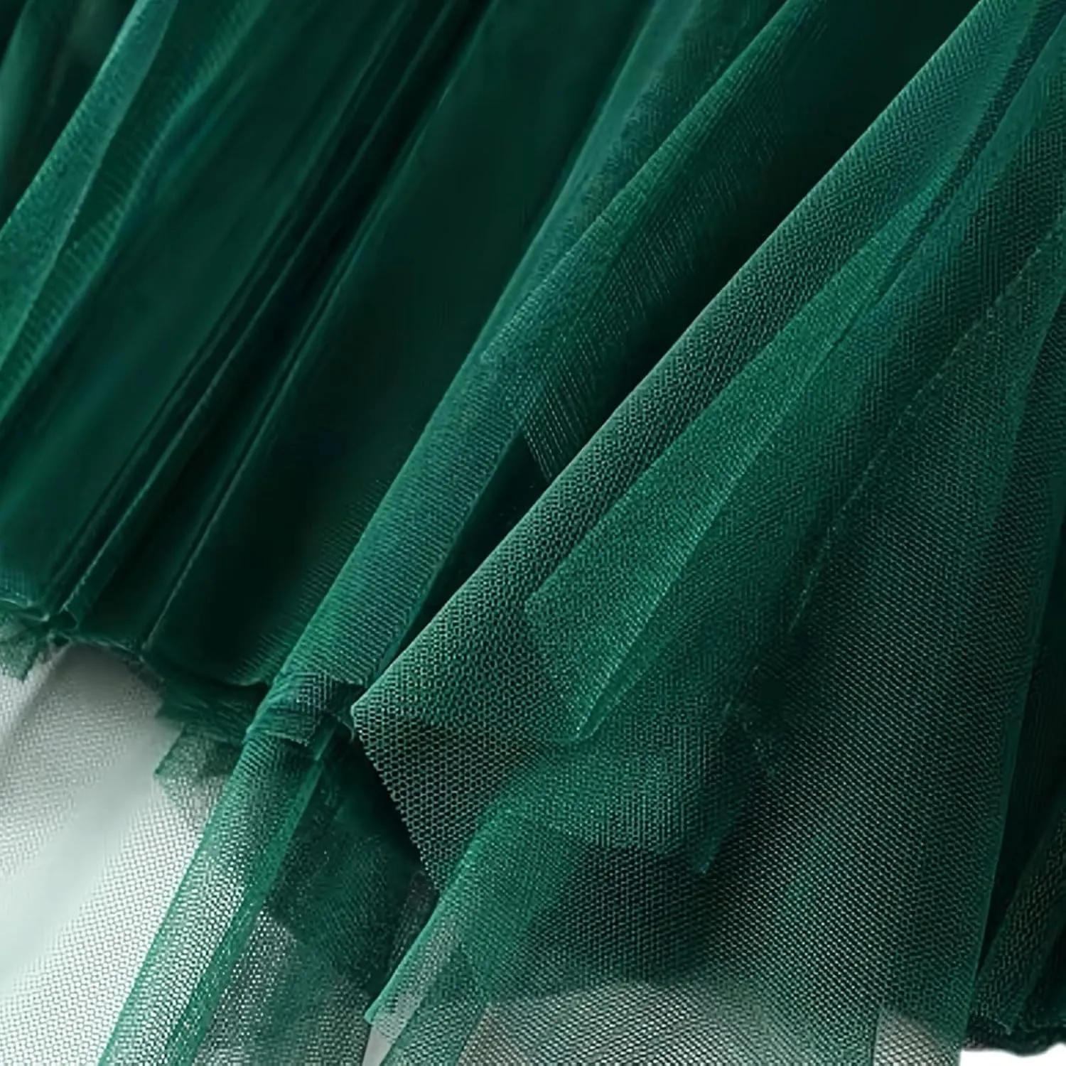 Women's Tulle Skirt High Low Asymmetrical A-Line Fairy Elastic High Waist Mesh Layered Pleated Long Midi Skirts