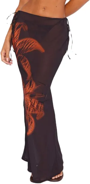 Women's Y2K Sheer Lace Skirt Floral Mesh Long Maxi Skirts Cover Up See-Through Beach Skirts Flowy Tulle Skirts