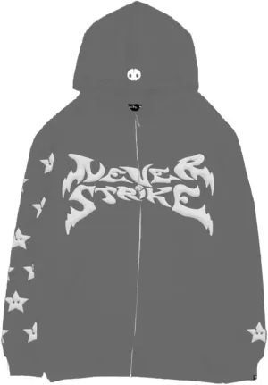 Y2K Aesthetic Hoodie for Women Men Zip Up Star Letter Print Hoodies Grunge Oversized Hoodie Sweatshirt