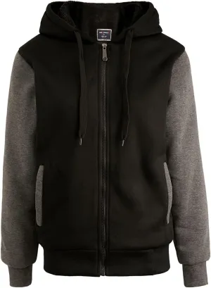 Yasumond Hoodies for Men Zipper Fleece Sweatshirt Heavy Sherpa Lined Hooded Warm Winter Coats Big Tall
