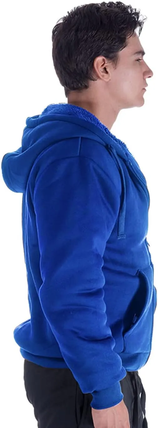 Yasumond Hoodies for Men Zipper Fleece Sweatshirt Heavy Sherpa Lined Hooded Warm Winter Coats Big Tall