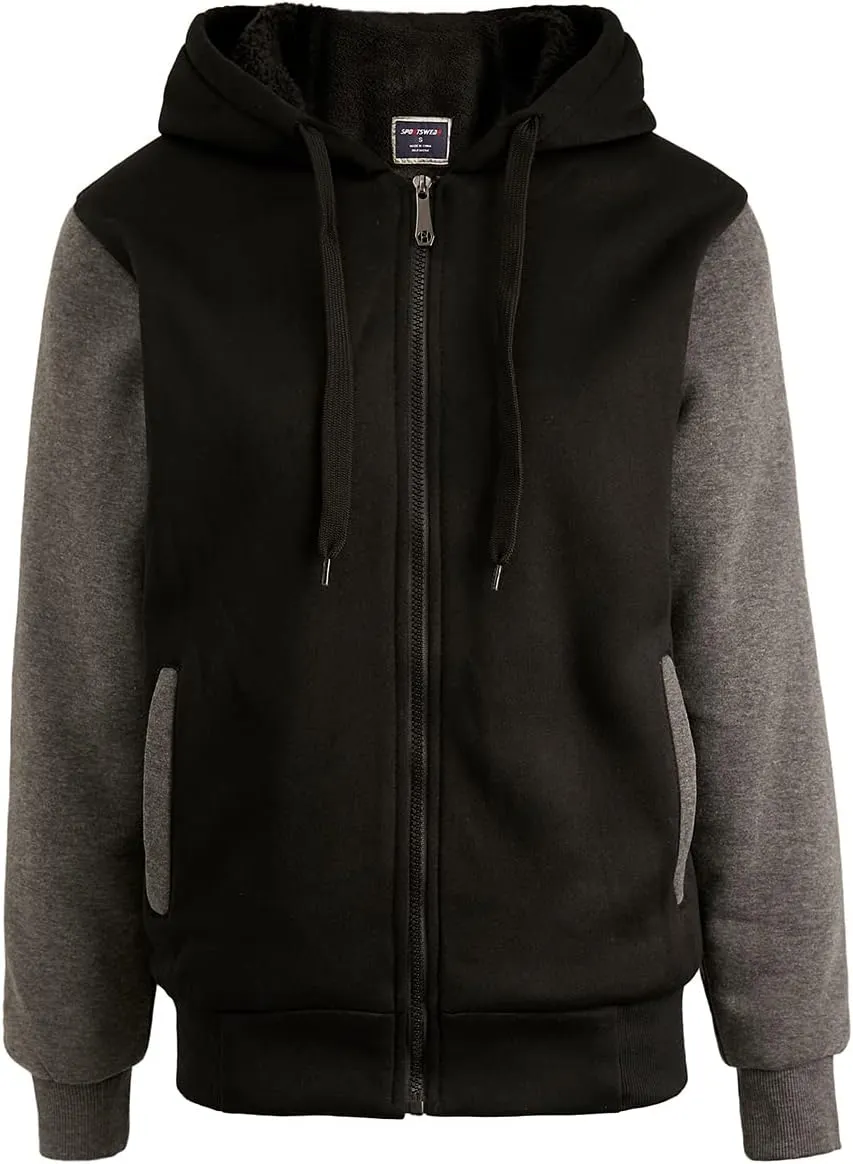 Yasumond Hoodies for Men Zipper Fleece Sweatshirt Heavy Sherpa Lined Hooded Warm Winter Coats Big Tall