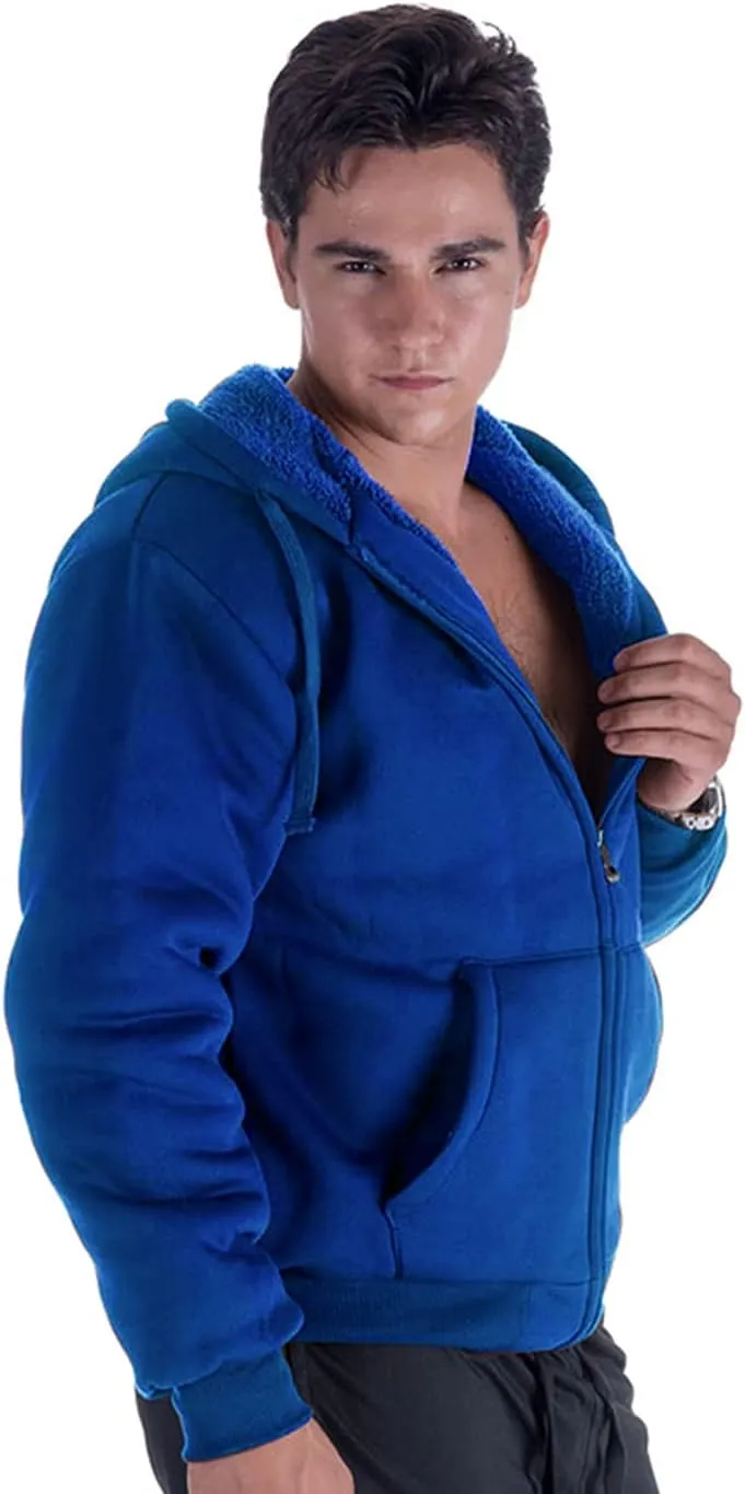 Yasumond Hoodies for Men Zipper Fleece Sweatshirt Heavy Sherpa Lined Hooded Warm Winter Coats Big Tall