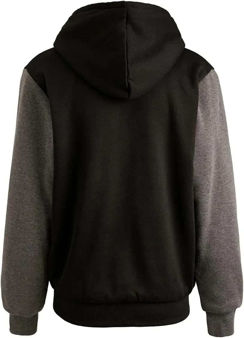 Yasumond Hoodies for Men Zipper Fleece Sweatshirt Heavy Sherpa Lined Hooded Warm Winter Coats Big Tall