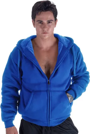 Yasumond Hoodies for Men Zipper Fleece Sweatshirt Heavy Sherpa Lined Hooded Warm Winter Coats Big Tall