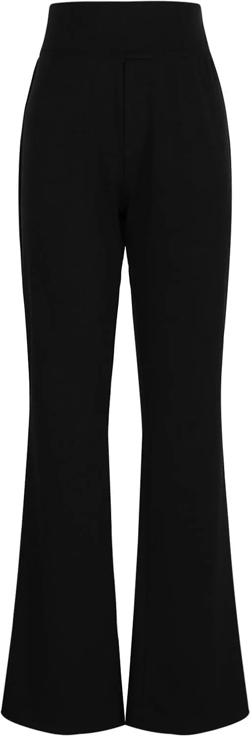 Yoga Dress Pants for Women Bootcut High Waisted Work Pants Stretchy Trousers Pull On Office Slacks with Back Pockets