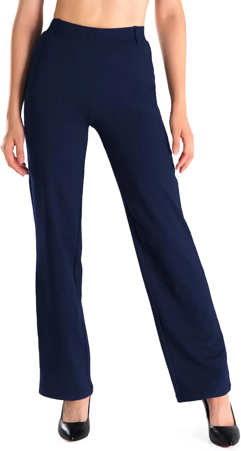 Yogipace,Belt Loops,Women's Petite/Regular/Tall High Waisted Stretchy Straight Leg Relaxed Fit Yoga Dress Pants for Work
