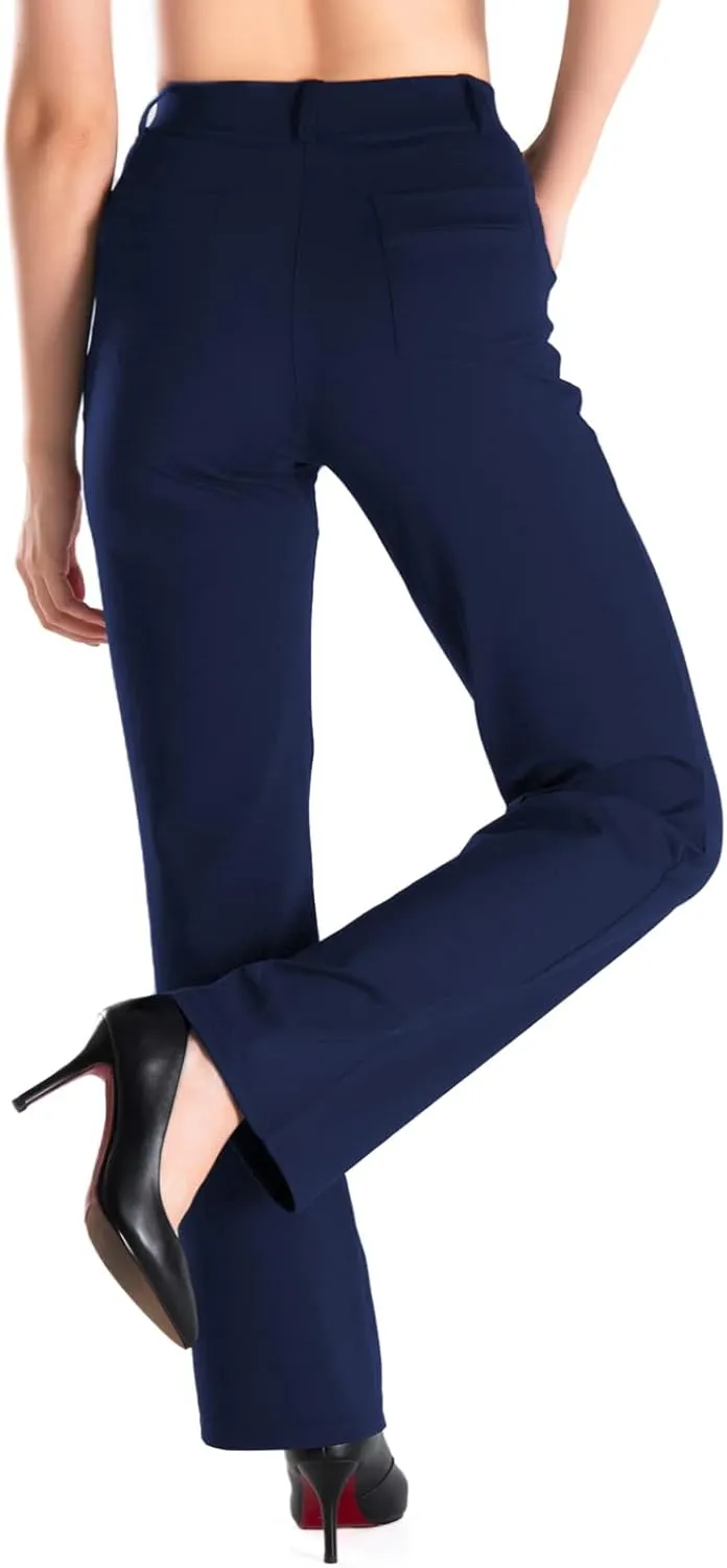 Yogipace,Belt Loops,Women's Petite/Regular/Tall High Waisted Stretchy Straight Leg Relaxed Fit Yoga Dress Pants for Work