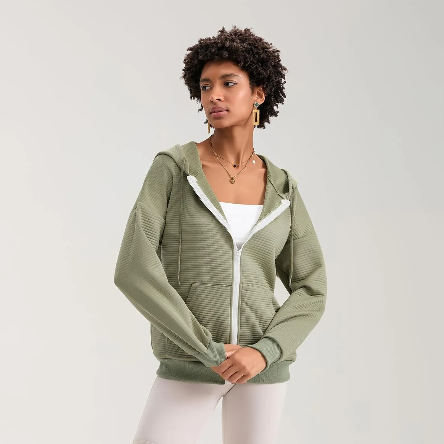 Yuemengxuan Womens Zip Up Hoodies Long Sleeve Oversized Sweatshirts Casual Jackets Sweater Spring Outfits 2025 Fashion
