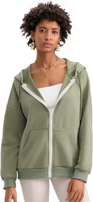 Yuemengxuan Womens Zip Up Hoodies Long Sleeve Oversized Sweatshirts Casual Jackets Sweater Spring Outfits 2025 Fashion